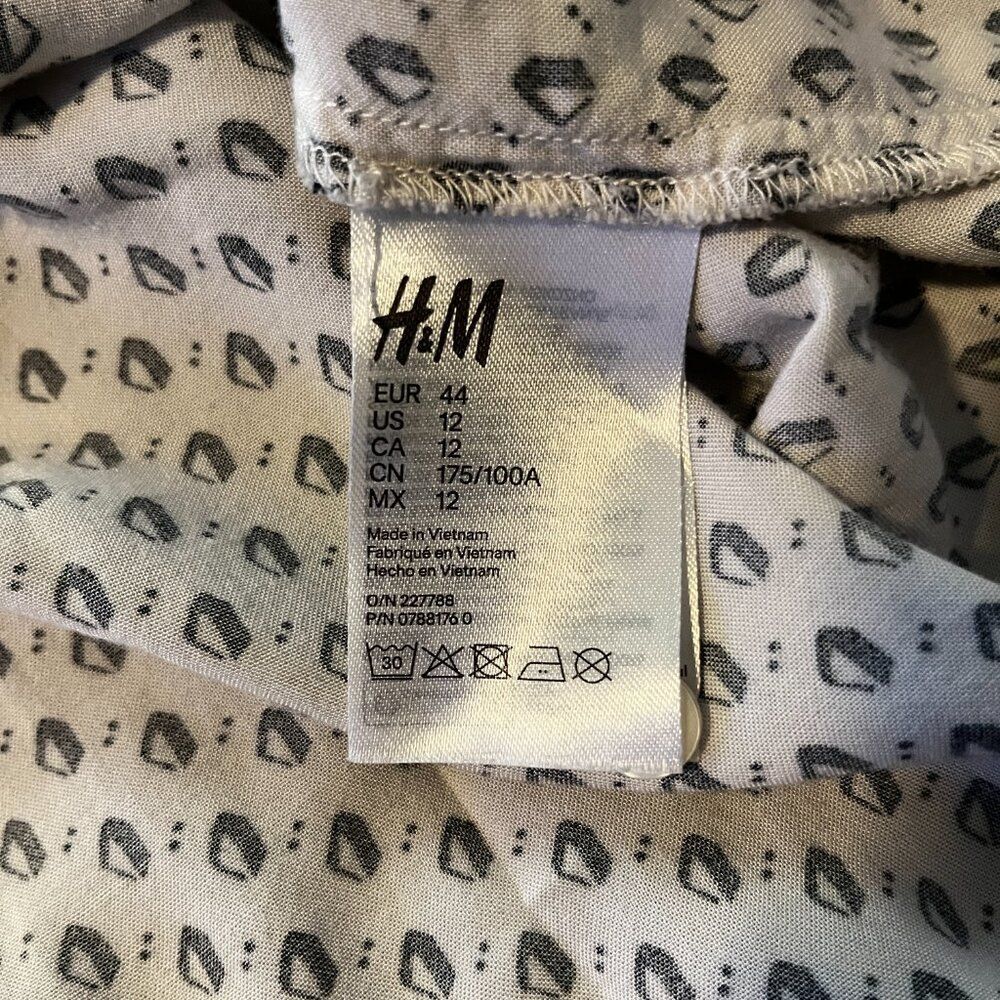 Women's H&M Black & White LS Dress, Size 12 - Picture 4 of 8